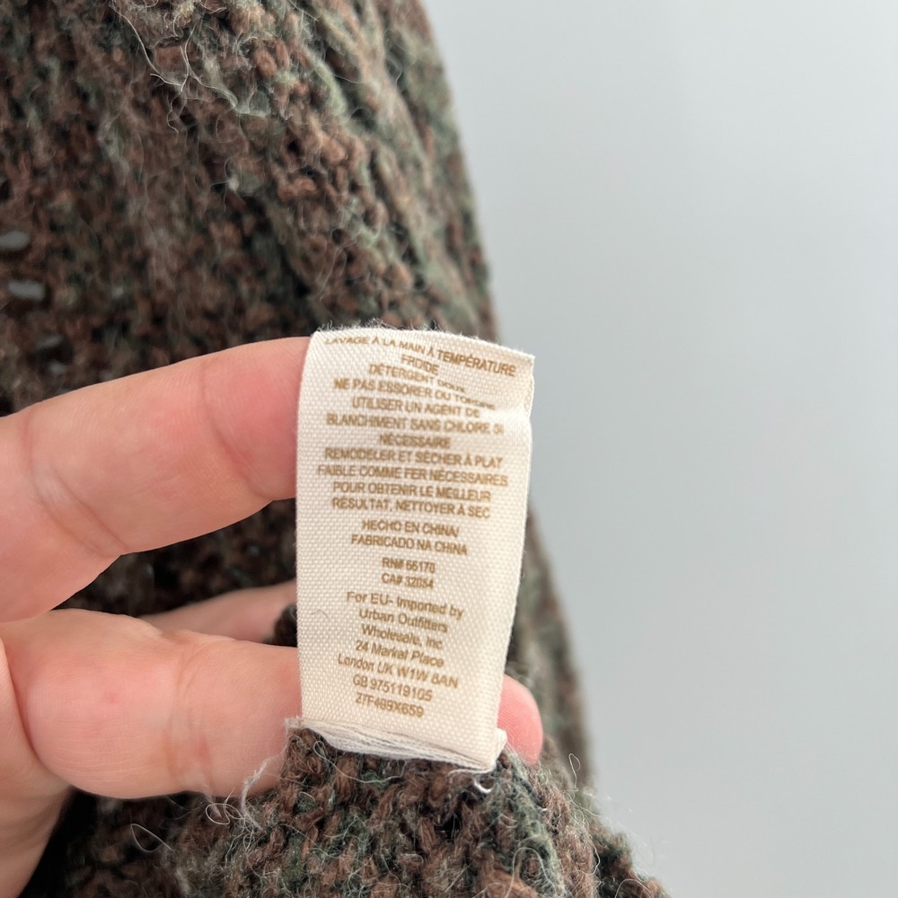 Free People loose cable knit boatneck goblincore fairycore boho sweater forest S - Picture 7 of 10